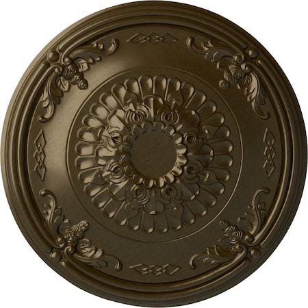 Ekena Millwork Athens Ceiling Medallion (Fits Canopies up to 3 5/8"), Hand-Painted Brass, 26 1/4"OD x 3 1/4"P CM27ATBRS